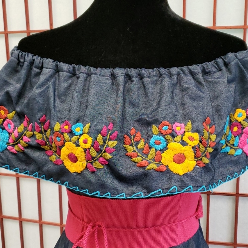 Denim Campesina mexican blouse - Picture 2 of 3